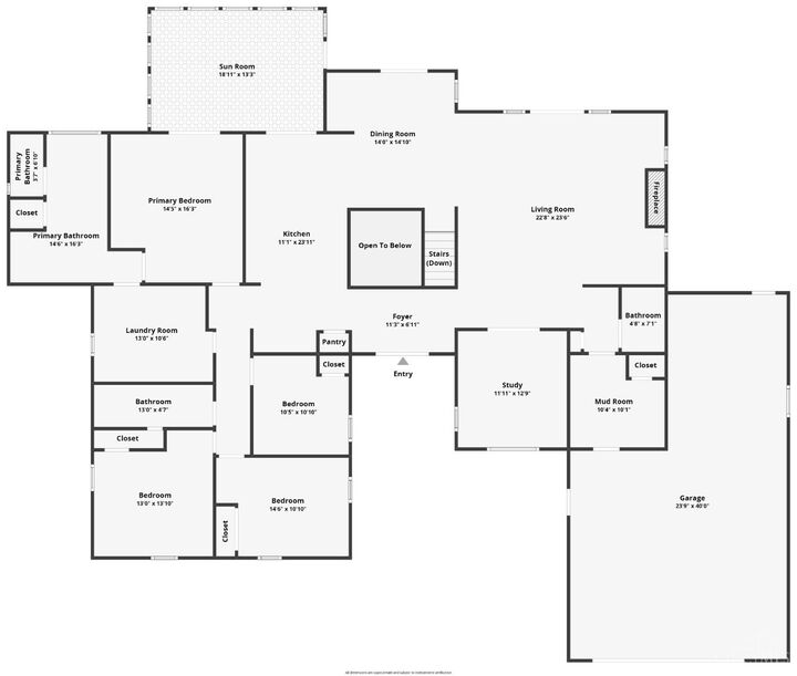 Main-level floor plan of 10552 Tanagerhills Drive
