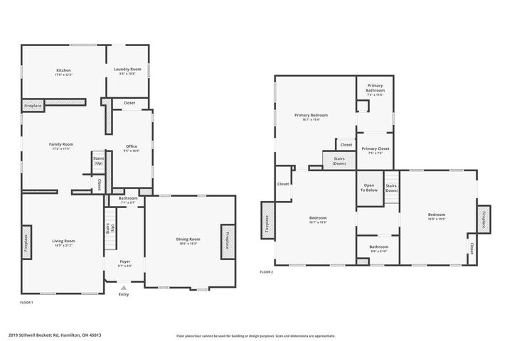 Floor plan of the home at 2019 Stillwell Beckett Road